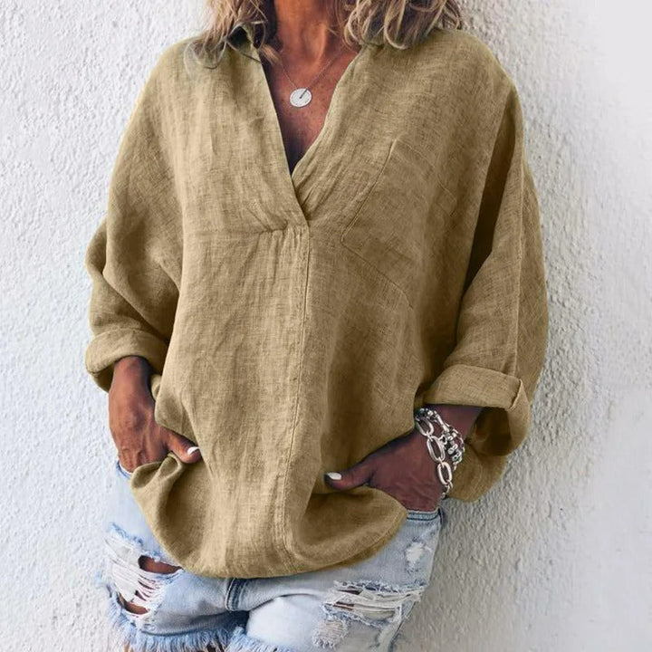 Levoire | Rento Long Sleeve V Neck Shirt Mer Comfort Khaki