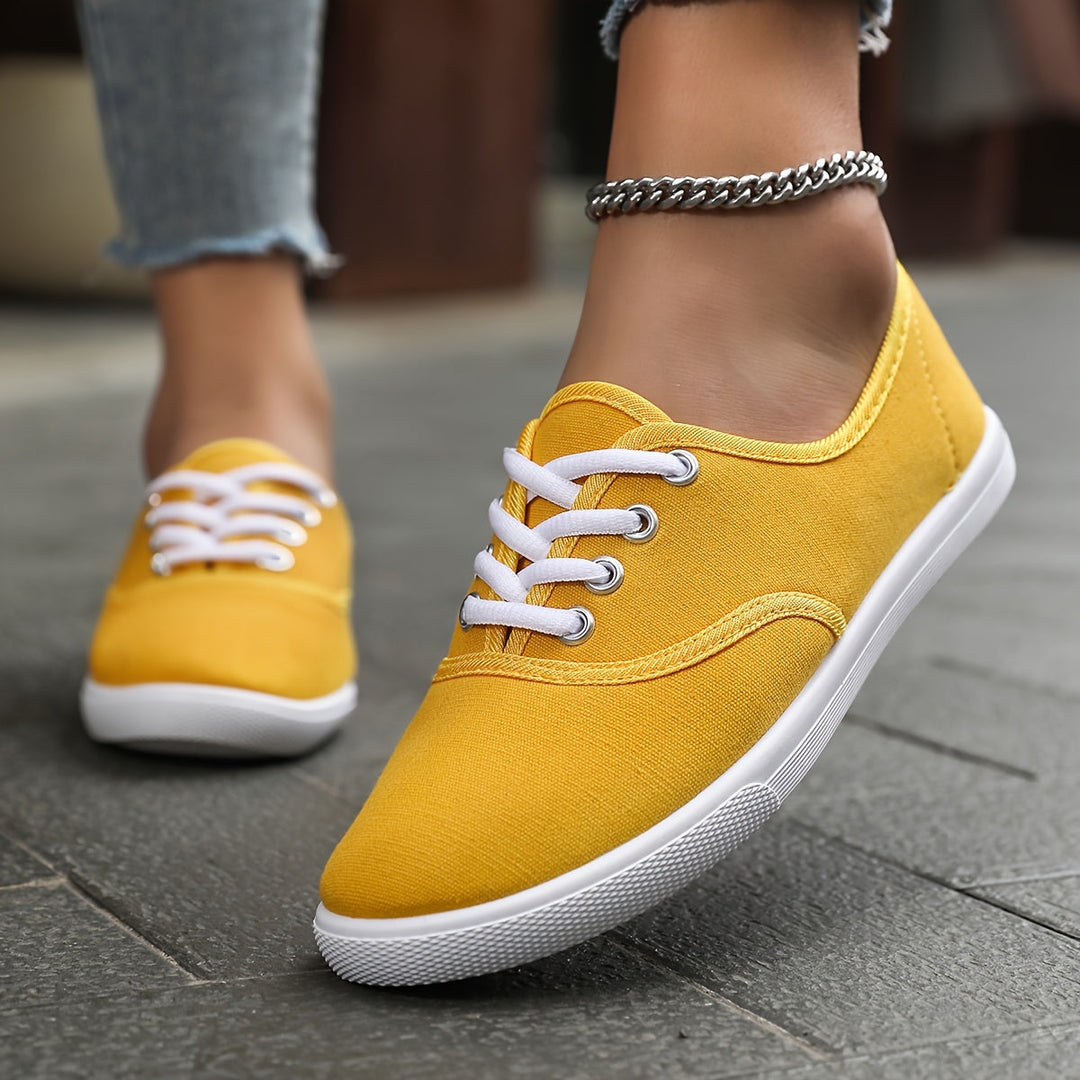 Levoire | Basses Chaussures En Toile Confortables Blanches Jaune