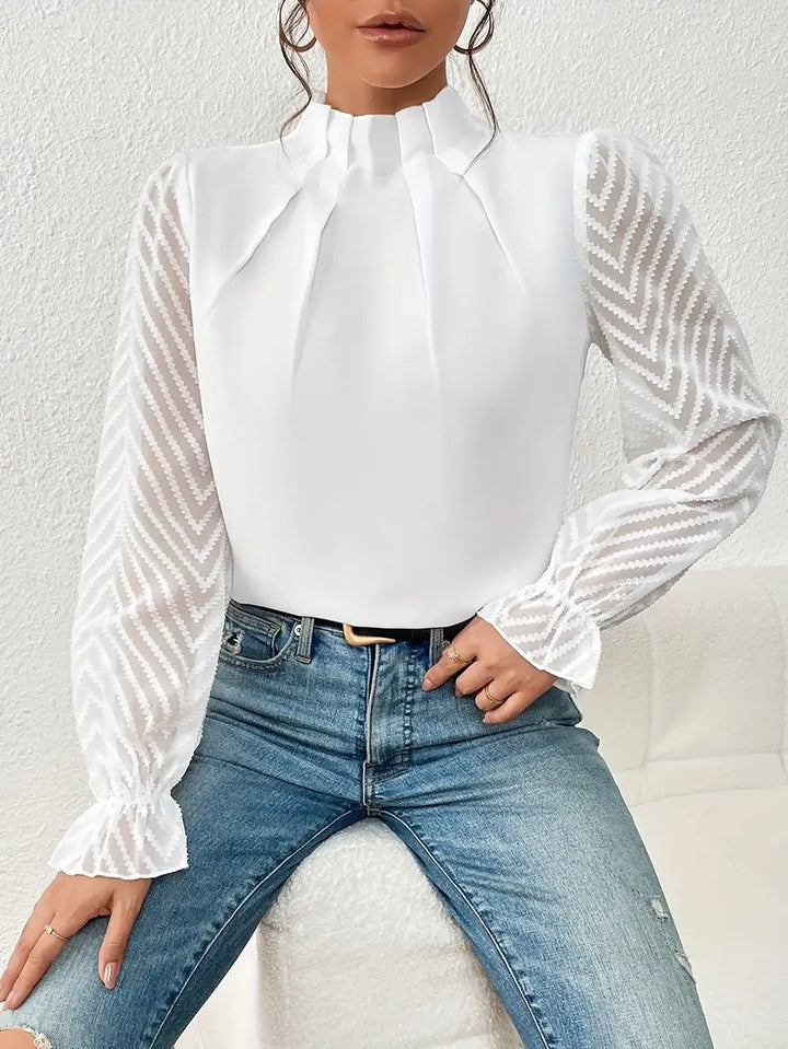 Levoire | Chemise Plissée Élégante Avec Bretelle En Filet Blanc