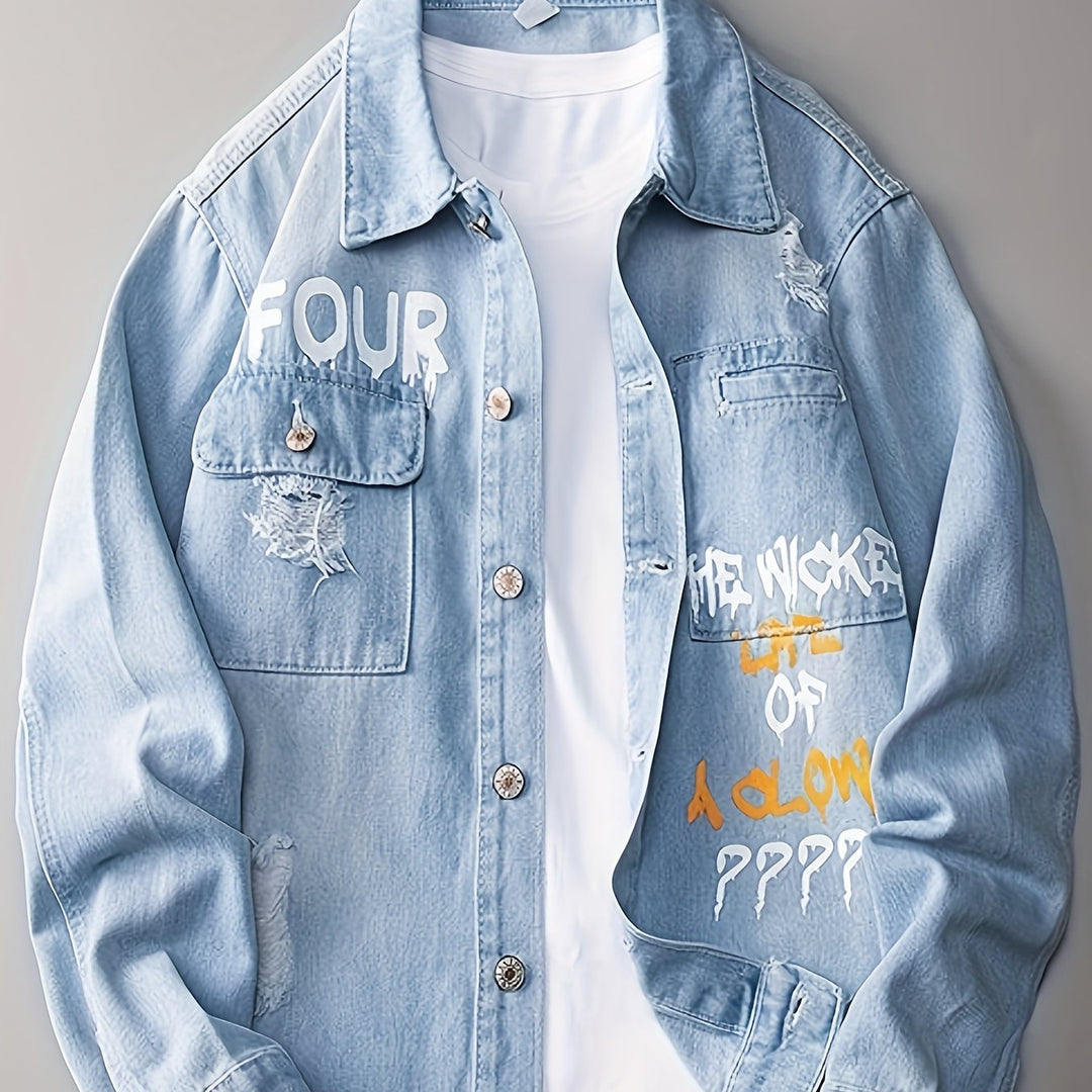 Levoire | Preppy Denim Veste Pour Hommes Avec Col Réversible