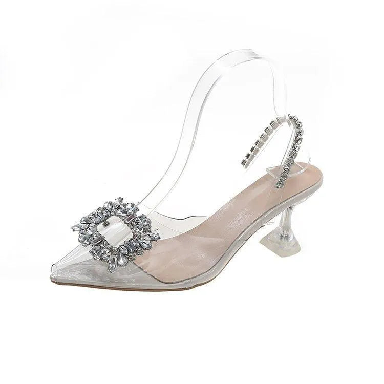 Levoire | Chaussures à talons compensés pour femmes avec décoration en strass Argent