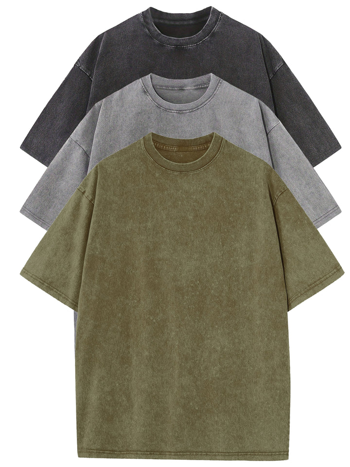 Levoire | 3 Pcs T-Shirts En Coton Détachables Noir+gris+vert militaire