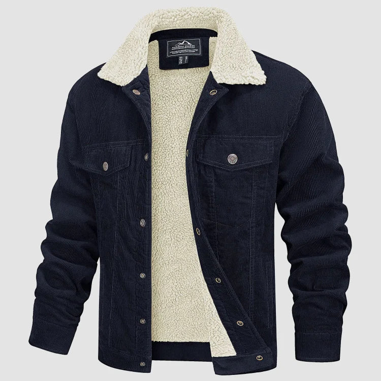 Levoire | Veste En Velours Côtelé Tendance Pour Hommes Bleu marine
