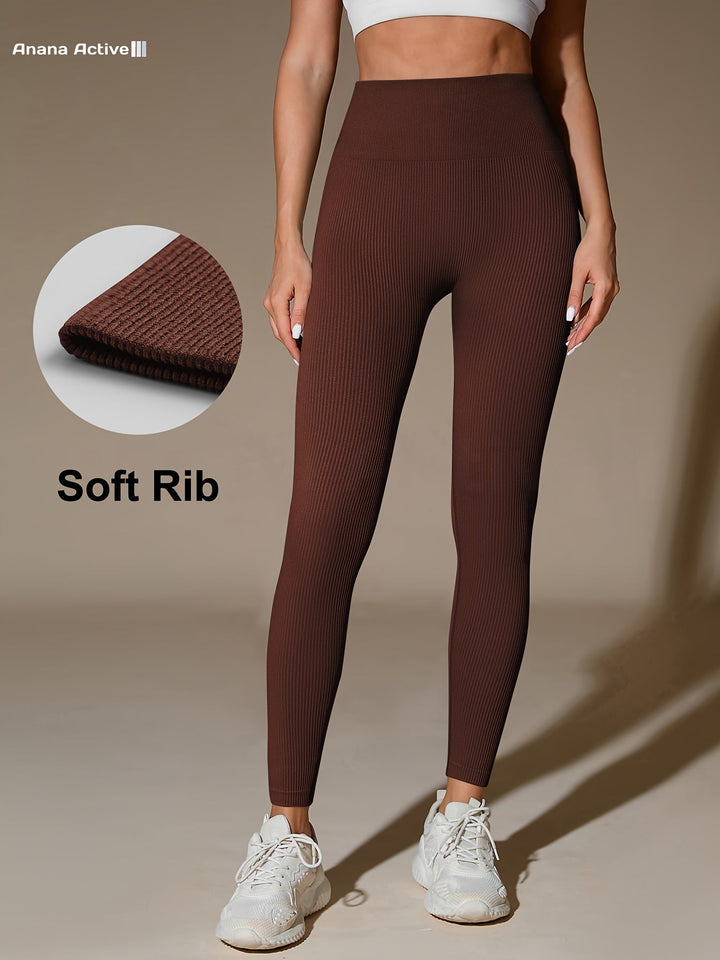 Levoire | Jambe Sans Couture Leggings De Sport Taille Haute Avec Contrôle Abdominal Réglable Marron foncé