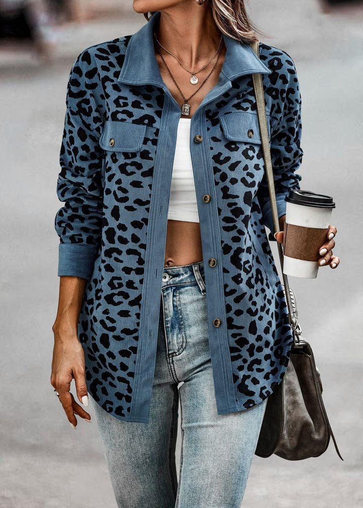 Levoire | Chemise Veste Avec Motif Léopard Bleu