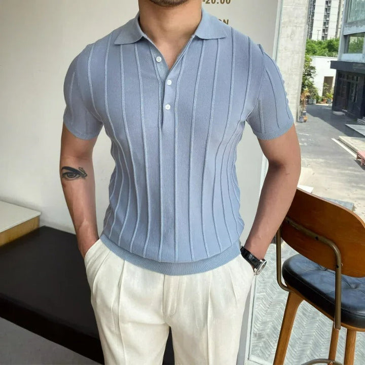 Levoire | Polo à manches courtes avec Tissu respirant et Style minimaliste pour le Printemps Bleu