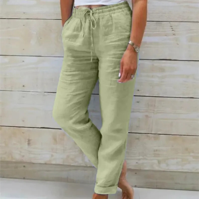 Levoire | Pantalon En Lin Stylé Pour Femmes Vert