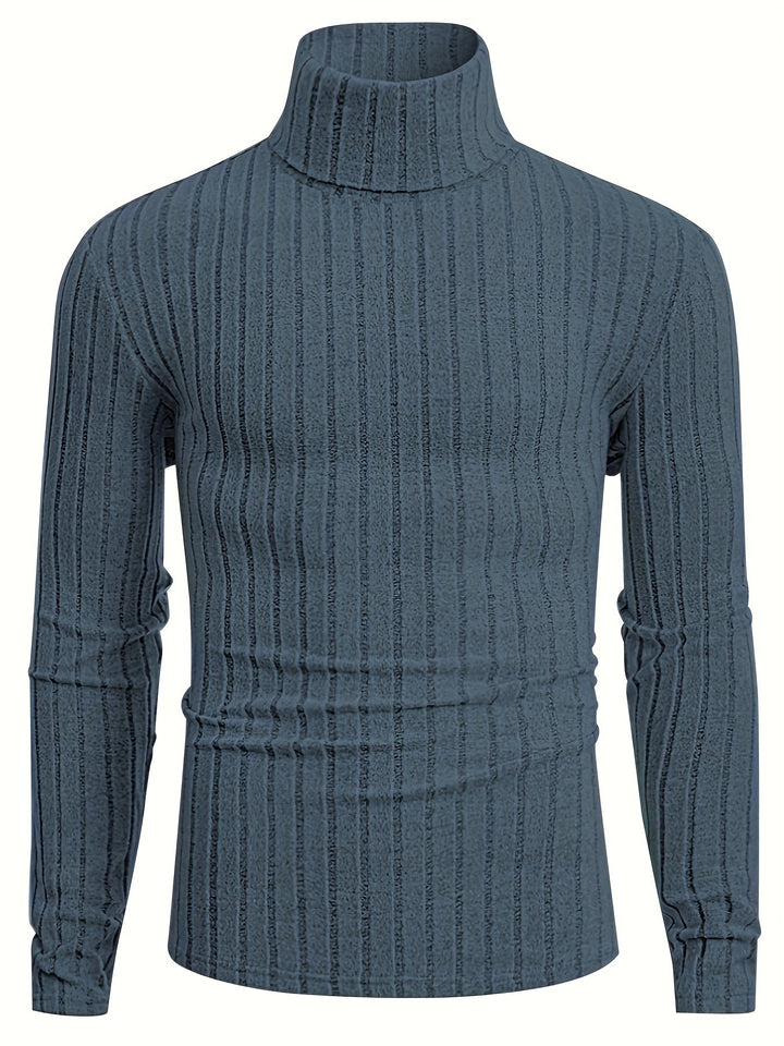 Levoire | Pull En Tricot Rayé Avec Col Pour Hommes Bleu