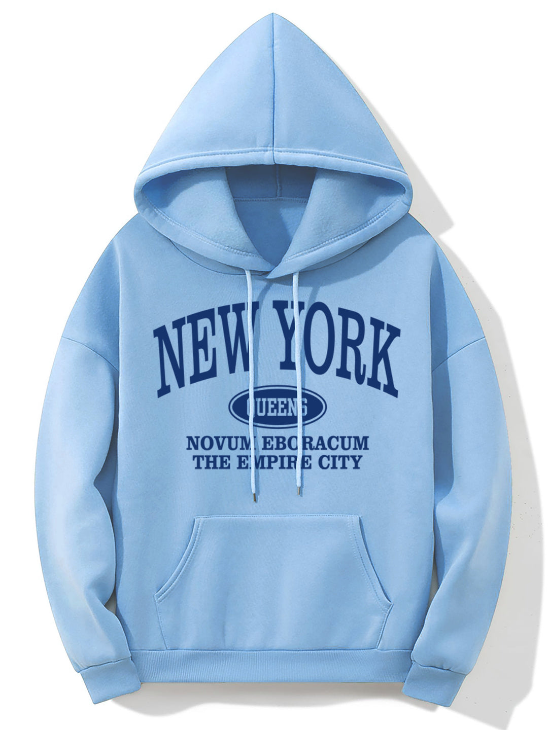 Levoire | Sweat À Capuche Avec Impression D'Imprimerie De New York Et Poche Kangourou Bleu clair