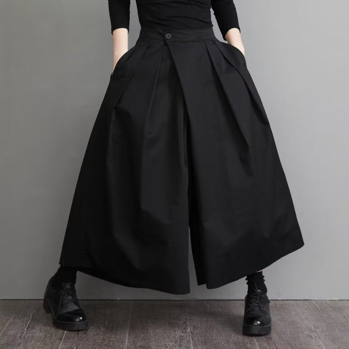 Levoire | Pantalon Taille Haute Avec Jambe Large Et Unie Noir