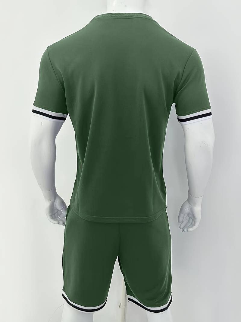 Levoire | T-Shirt Rayé Respirant Et Shorts Décontractés