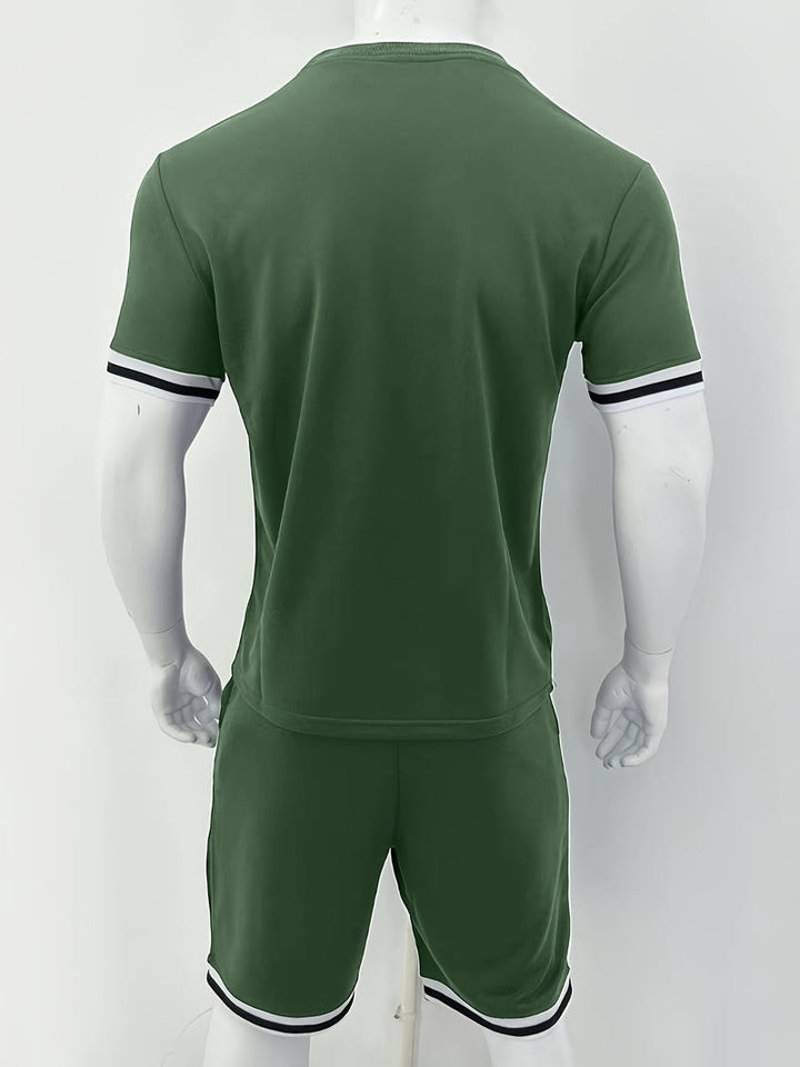 Levoire | T-Shirt Rayé Respirant Et Shorts Décontractés