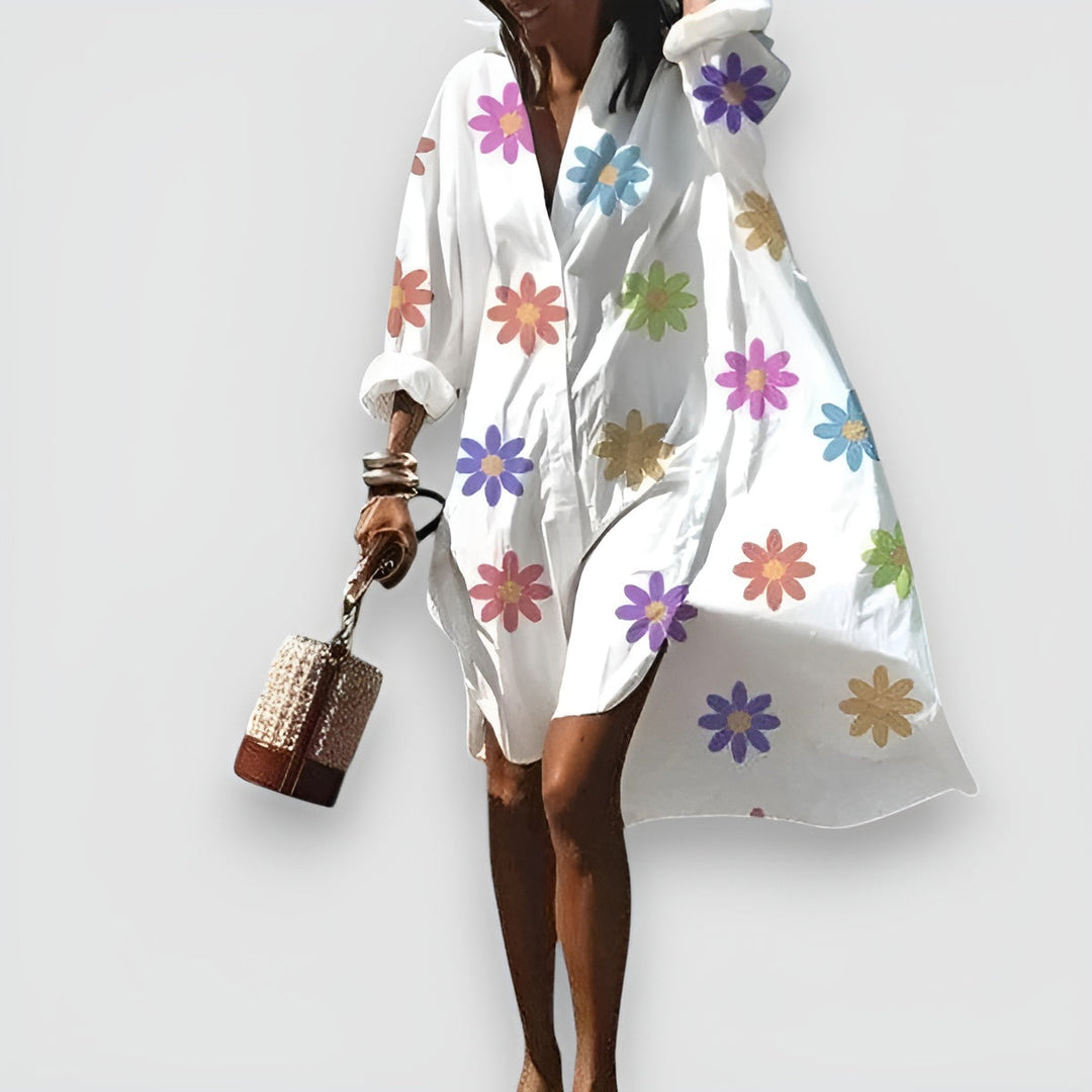 Levoire | Robe Chemise Élégante Et Polyvalente Fleurs multicolores