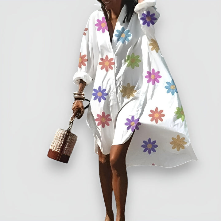 Levoire | Robe Chemise Élégante Et Polyvalente Fleurs multicolores