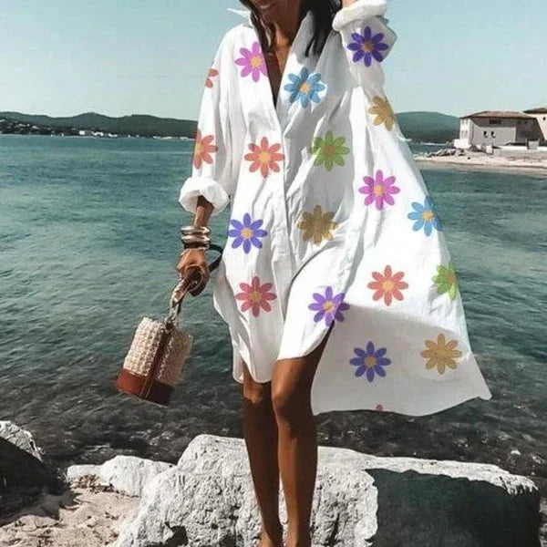 Levoire | Robe Chemise Stylée Petite marguerite blanche