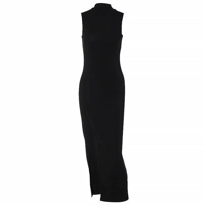 Levoire | Robe midi slim fit à encolure ronde et fente pour femmes