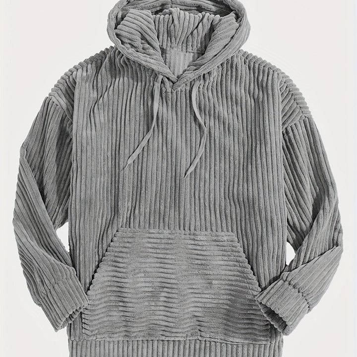 Levoire | Sweat À Capuche En Corduroy Vintage Pour Hommes Avec Col Haut Et Poche Kangourou