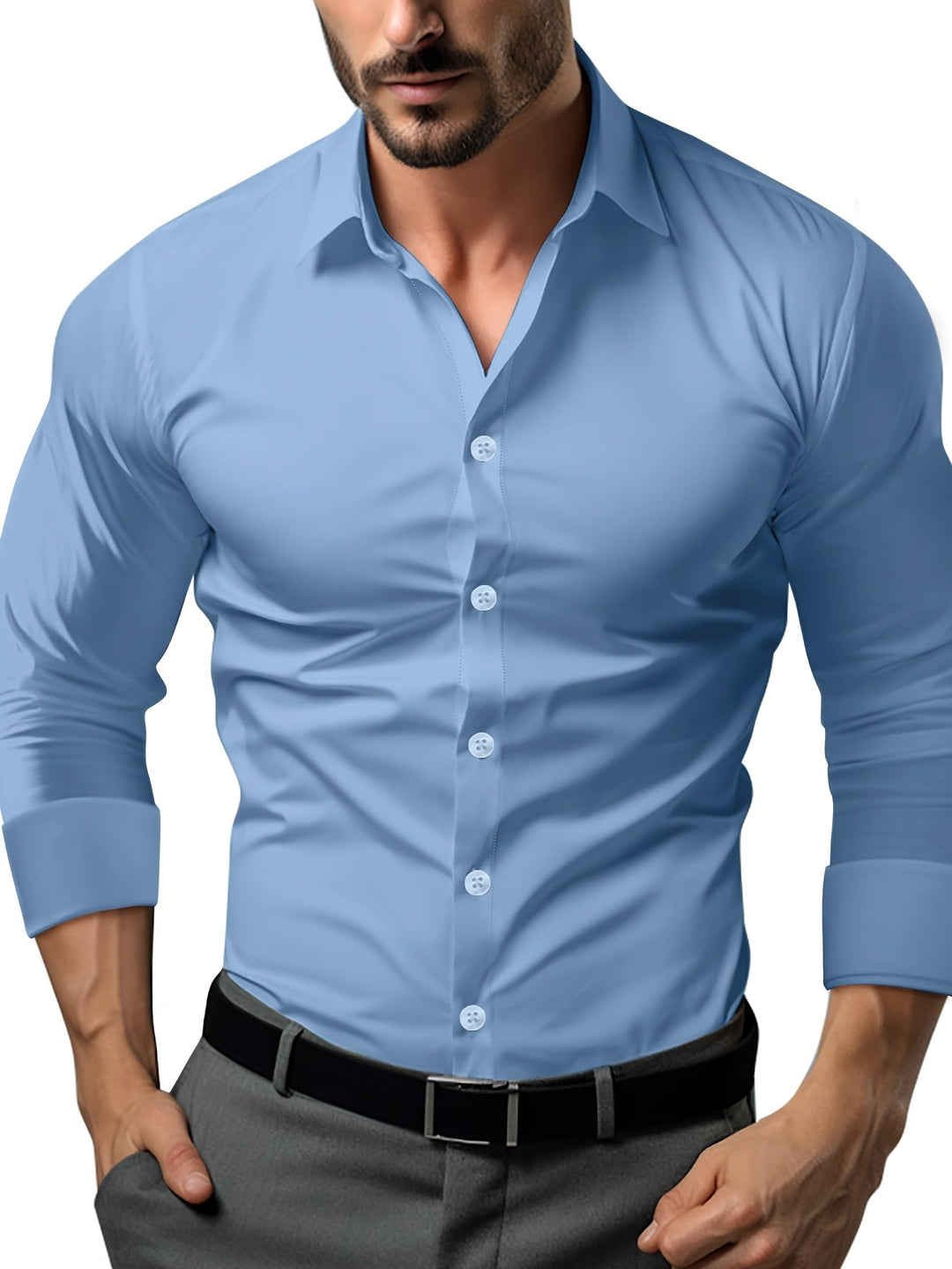 Levoire | T-Shirt Slim Fit Pour Hommes Conçu Dans Une Seule Couleur Bleu clair