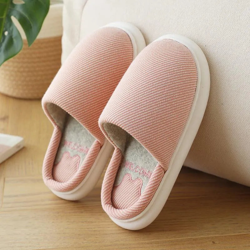 Levoire | Pantoufles en lin avec semelle pour intérieur Rosa