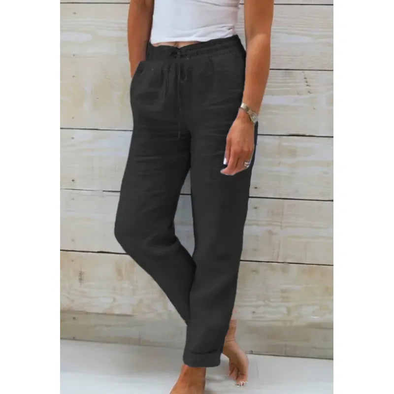 Levoire | Pantalon En Lin Stylé Pour Femmes Noir