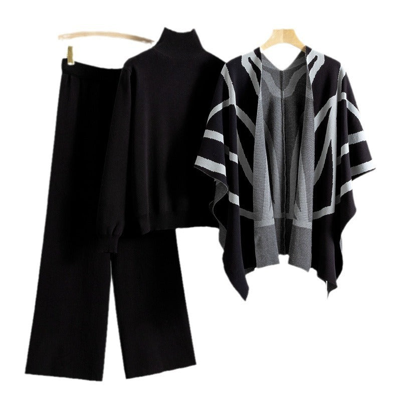Levoire | Pull Tricoté Élégant Veste Pantalons Larges