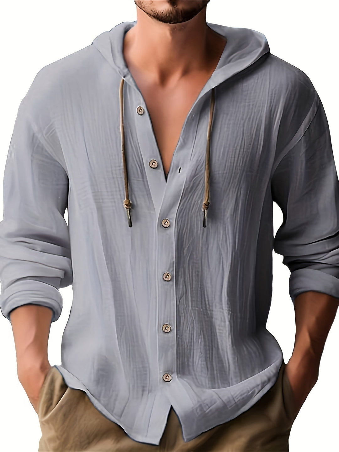 Levoire | Veste Pour Hommes À Capuche En Coton Pur Gris foncé