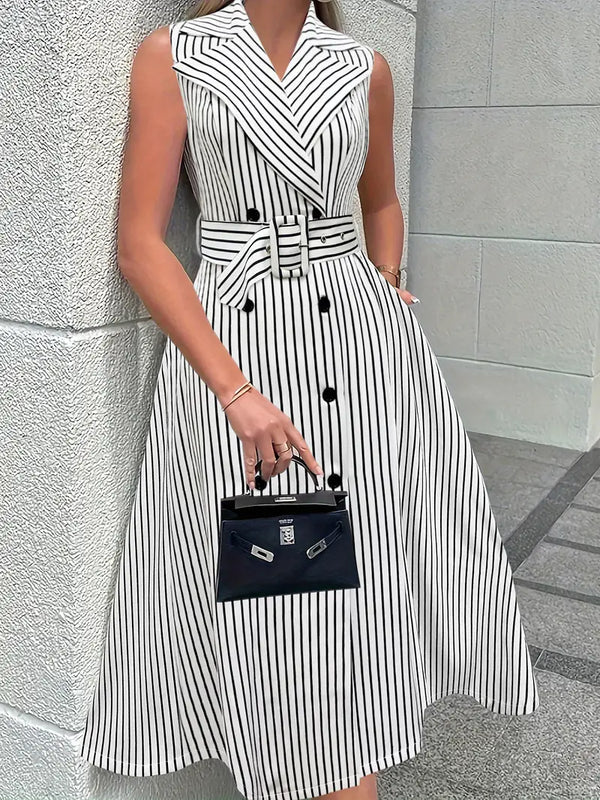 Levoire | Robe Trench-Coat Rayée Blanc Noir