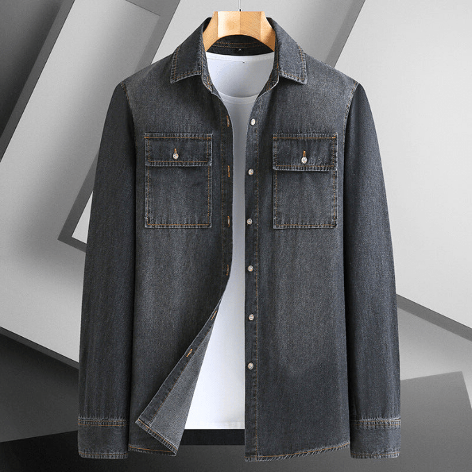 Levoire | Chemise Homme Style Décontracté & Tendance en Jean Denim Noir