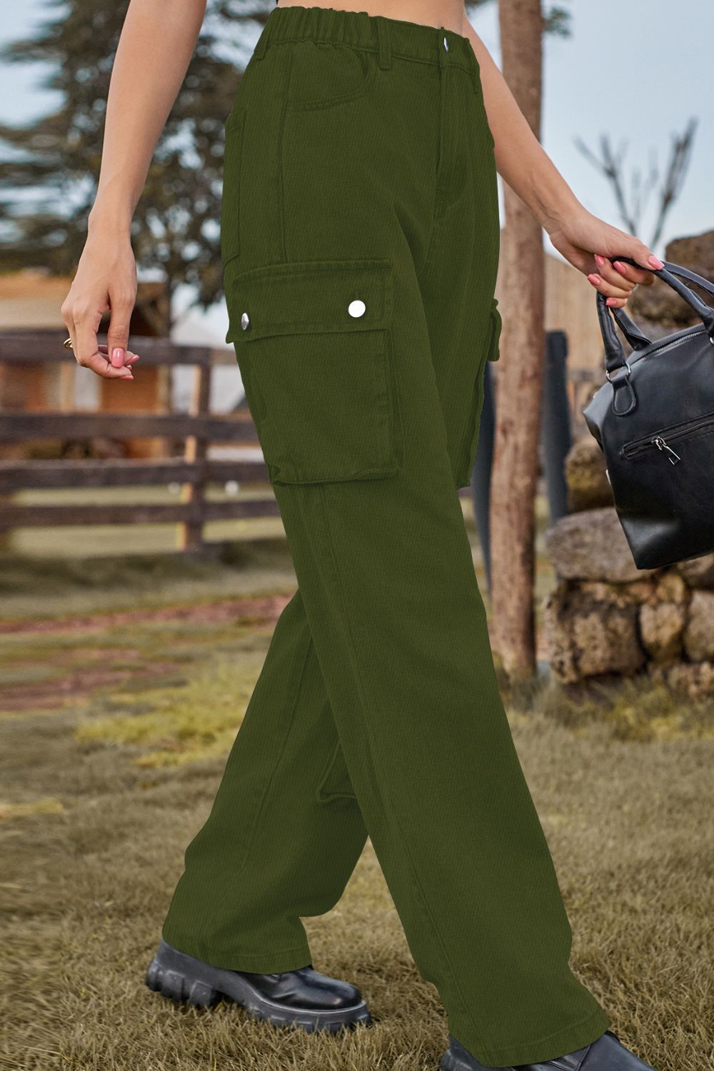 Levoire | Pantalons En Denim Longs Avec Poches vert olive