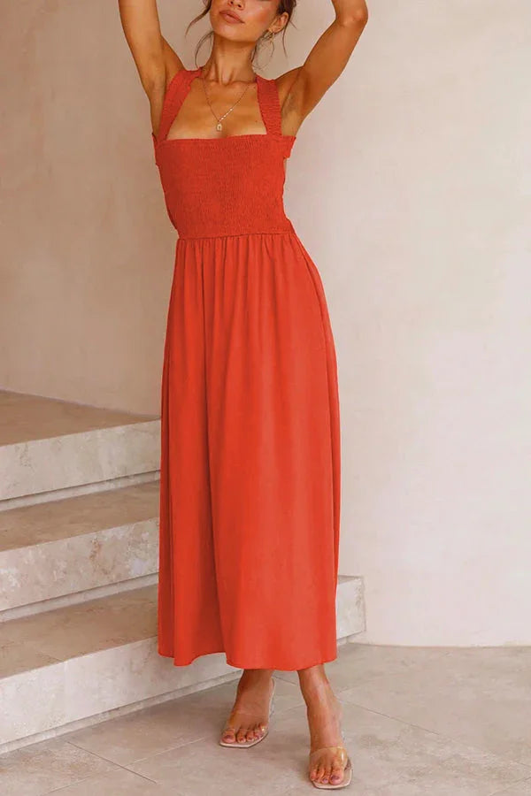 Levoire | Robe midi avec poches et dos croisé froncé