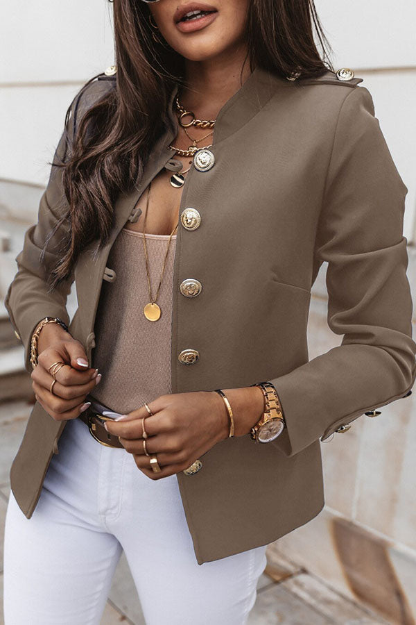 Levoire | Blazer Eleganter Tuplarivinen Blazer Kultaisten Nappien Kanssa Khaki
