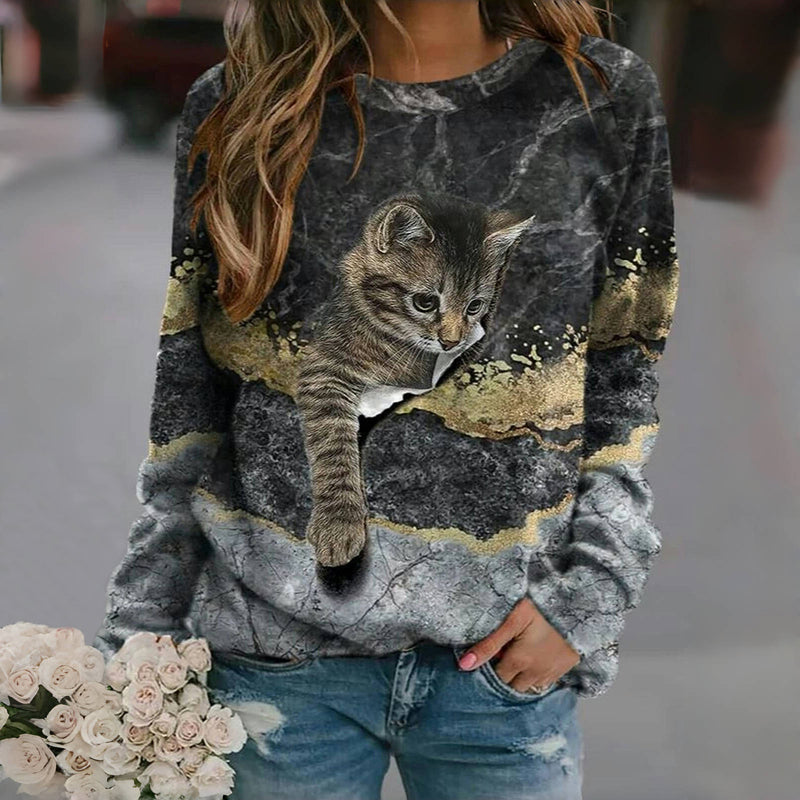 Levoire | Shirt Vintage À Imprimé Chat Multicolore