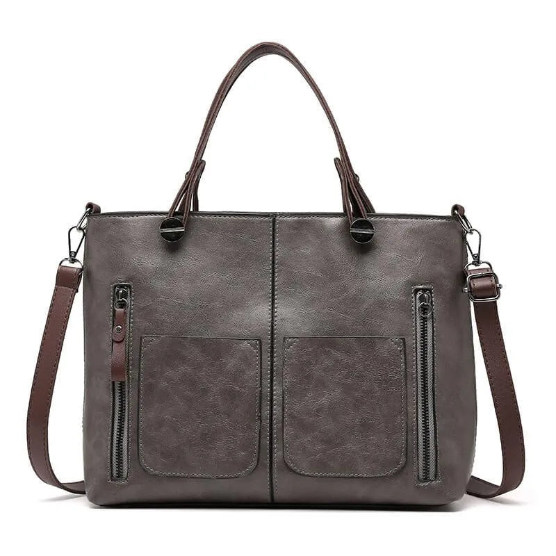 Levoire | Sac À Main En Cuir Structuré Avec Deux Compartiments Pour Femmes Gris