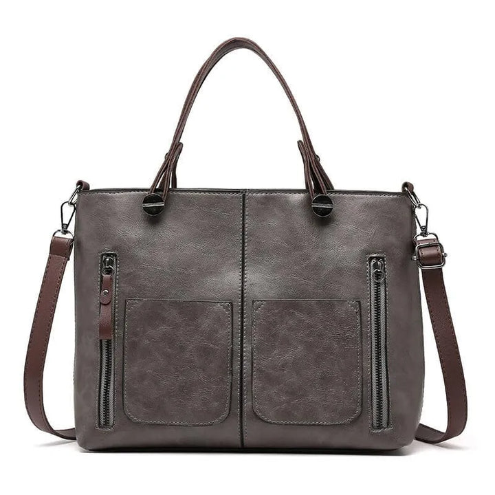 Levoire | Sac À Main En Cuir Structuré Avec Deux Compartiments Pour Femmes Gris