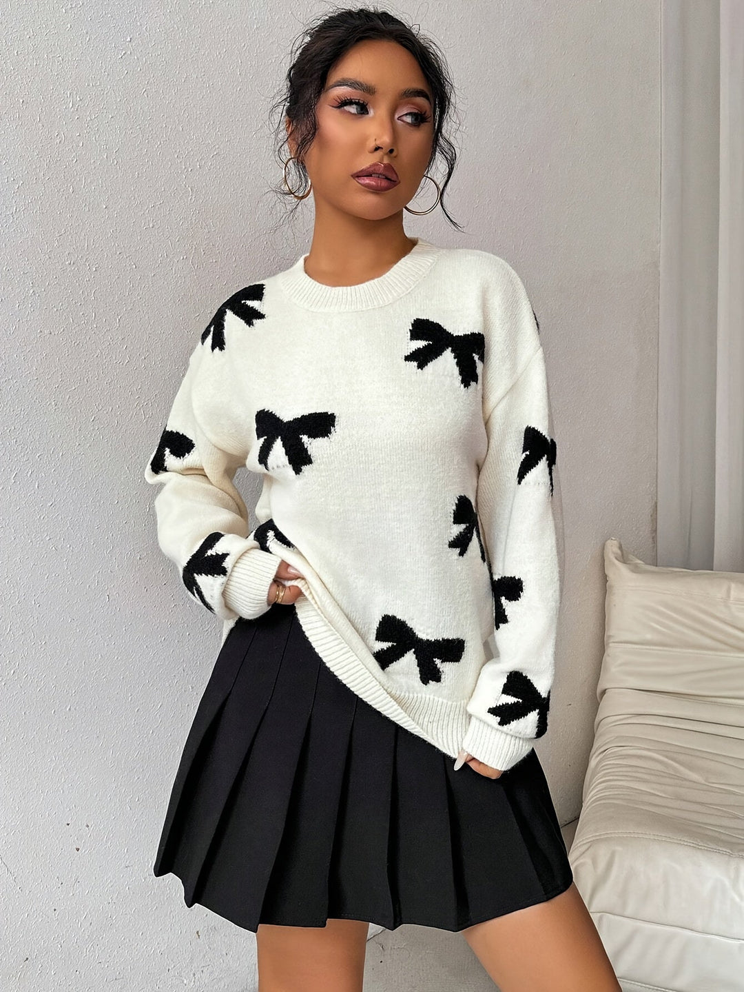 Levoire | Manches Longues Col Rond Arc Imprimé Pull 2XL
