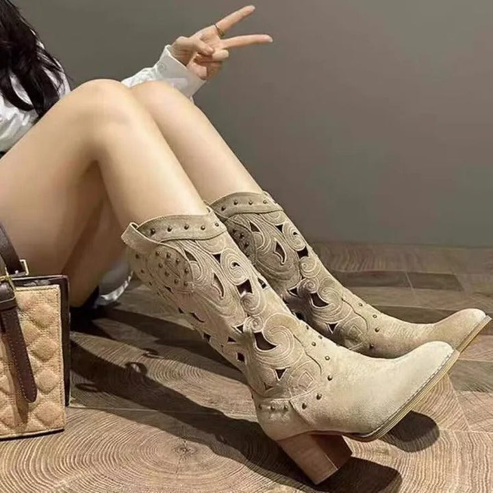 Levoire | Bottes De Cowboy En Cuir Imprimé Avec Design Uni 35 Gris