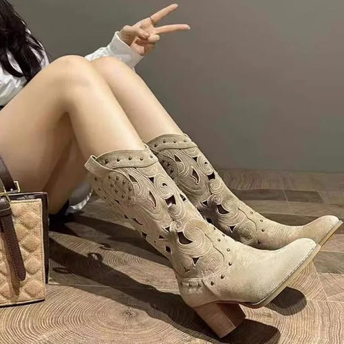 Levoire | Bottes De Cowboy En Cuir Imprimé Avec Design Uni