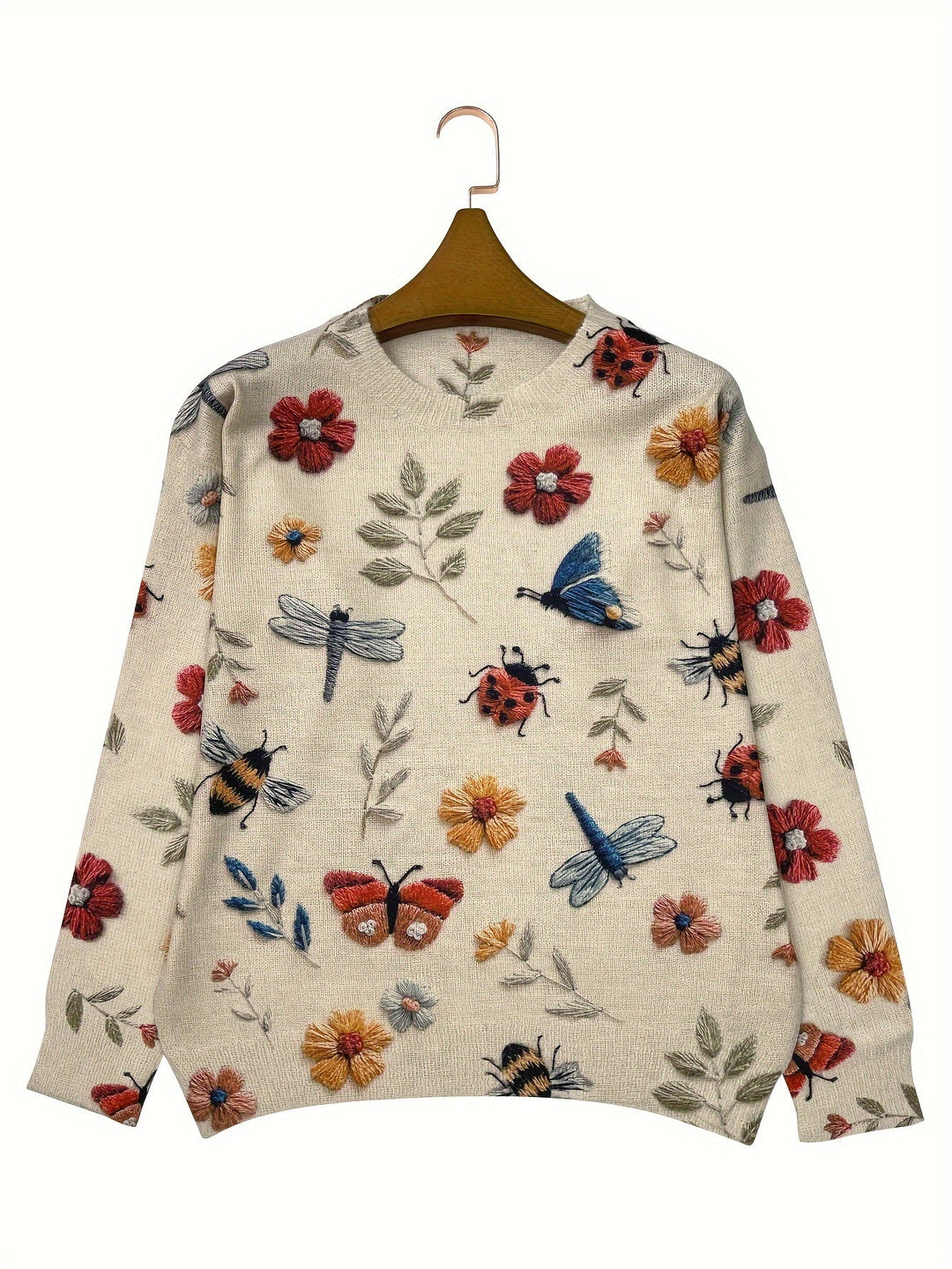 Levoire | Pull Confortable Avec Motif De Fleurs Et De Libellules