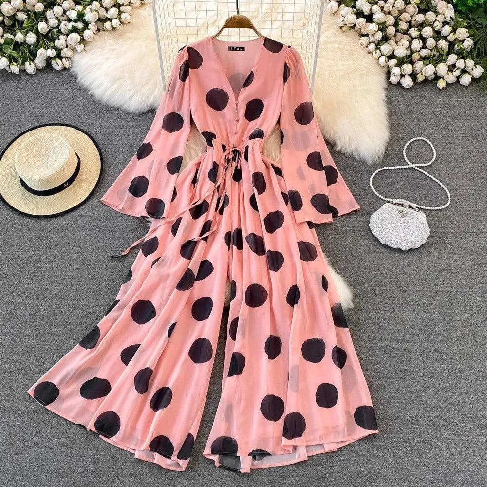 Levoire | Salopette à col V avec imprimé à pois Rosa Une taille