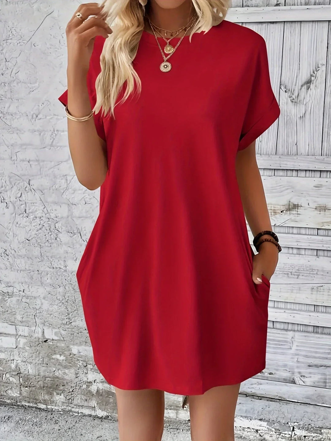 Levoire | Robe Avec Col Rond Et Poches Rot