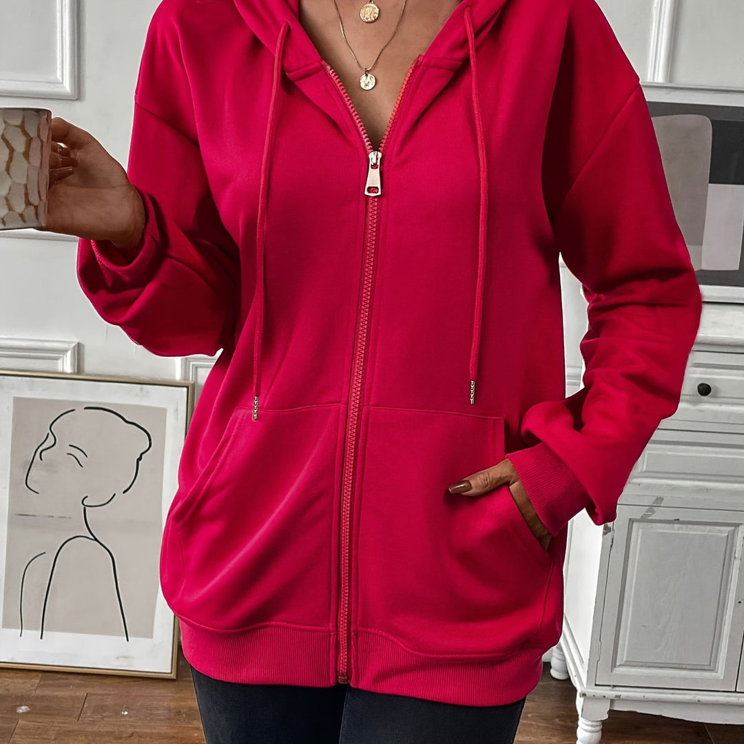 Levoire | Veste À Capuche Durable Avec Fermeture Éclair, Veste Longue À Manches Longues Avec Poches