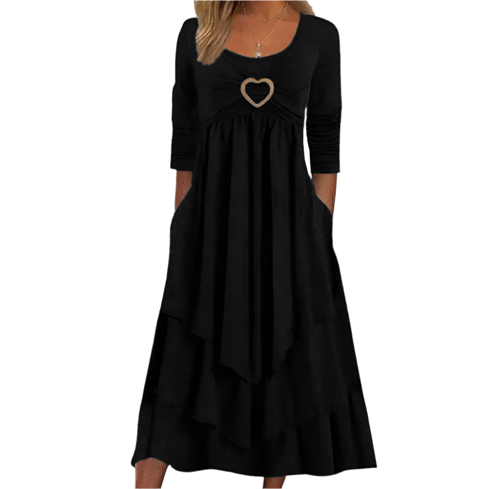 Levoire | Robe À Volants Avec Détail En Forme De Cœur Pour Femmes Noir