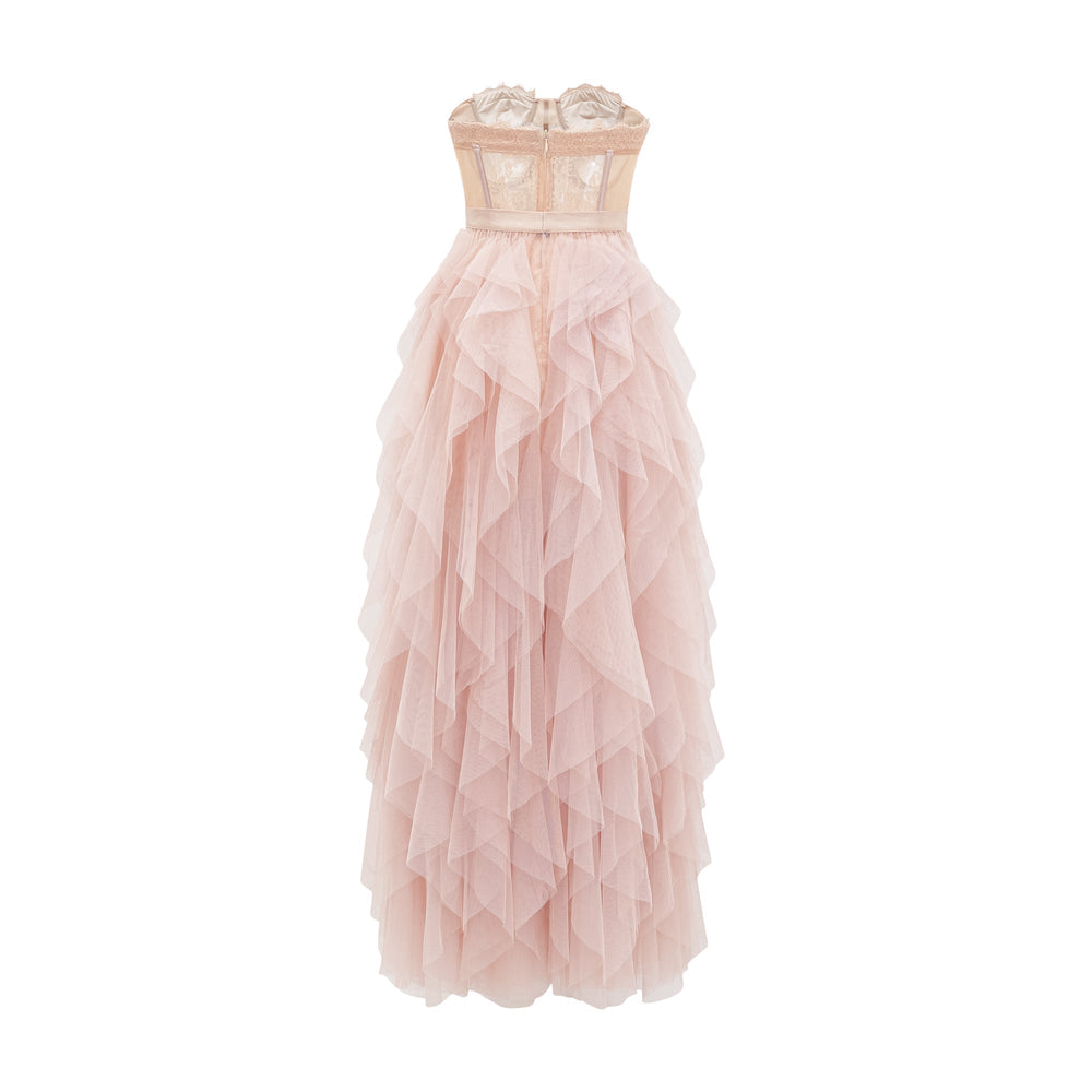 Levoire | Robe Maxi En Maille Bustier Rose