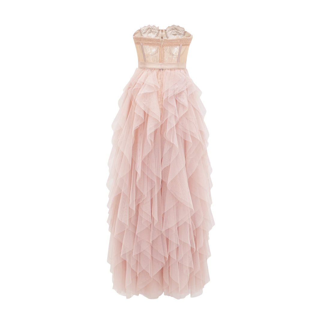 Levoire | Robe Maxi En Maille Bustier Rose