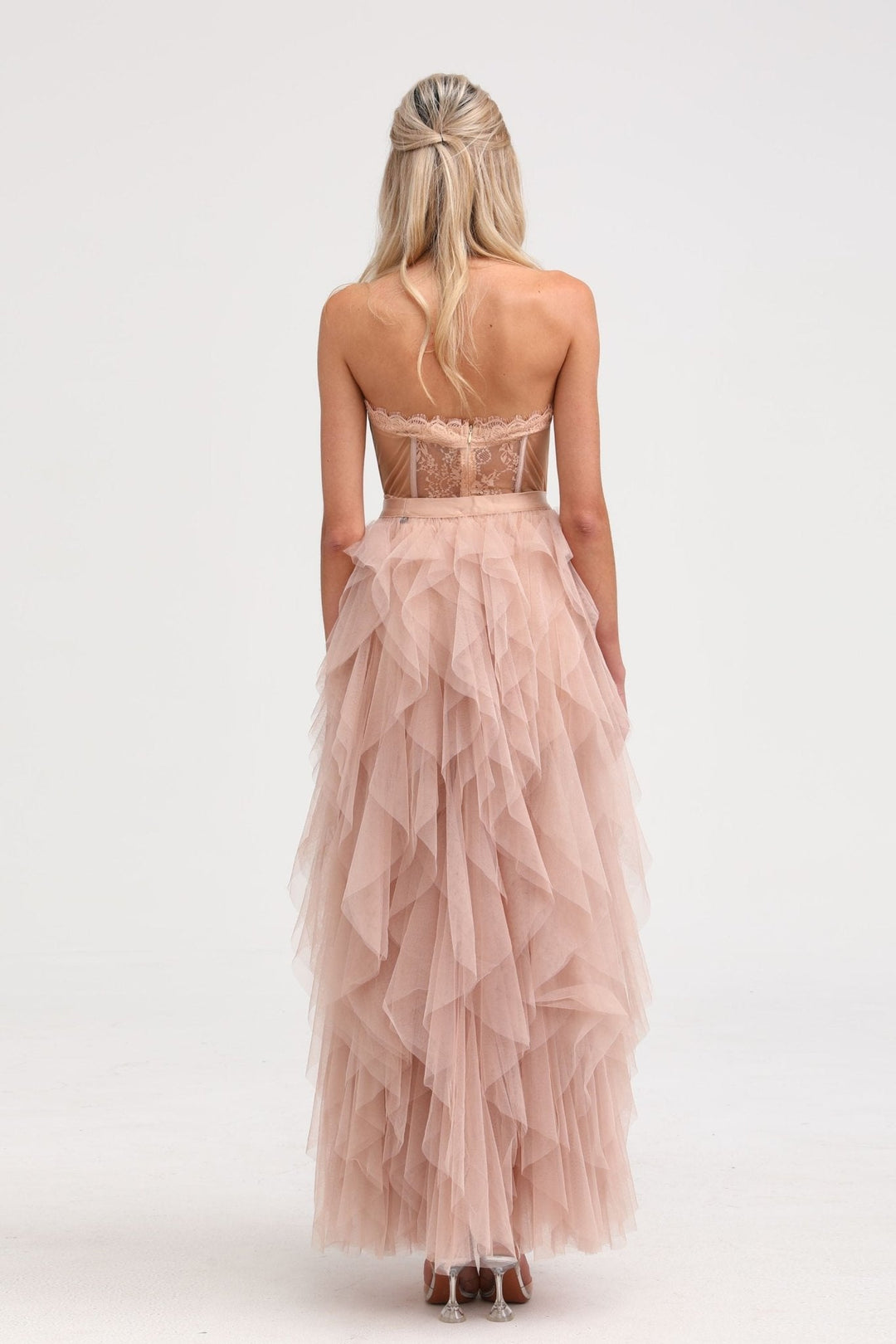 Levoire | Robe Maxi En Maille Bustier Rose