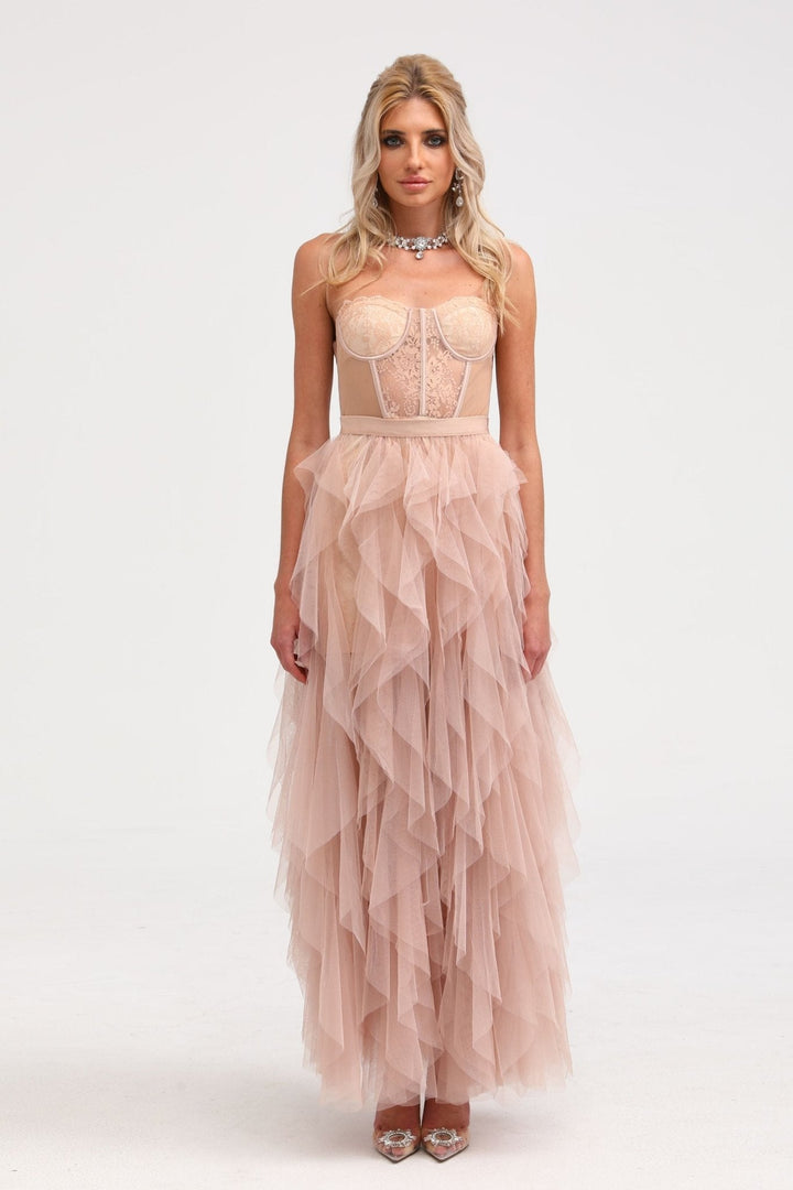 Levoire | Robe Maxi En Maille Bustier Rose