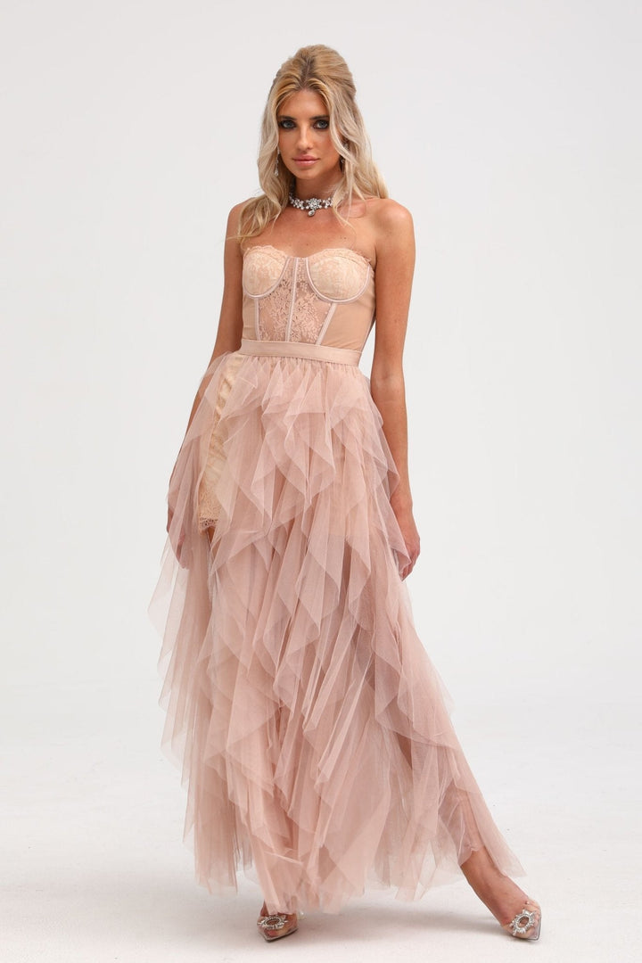 Levoire | Robe Maxi En Maille Bustier Rose