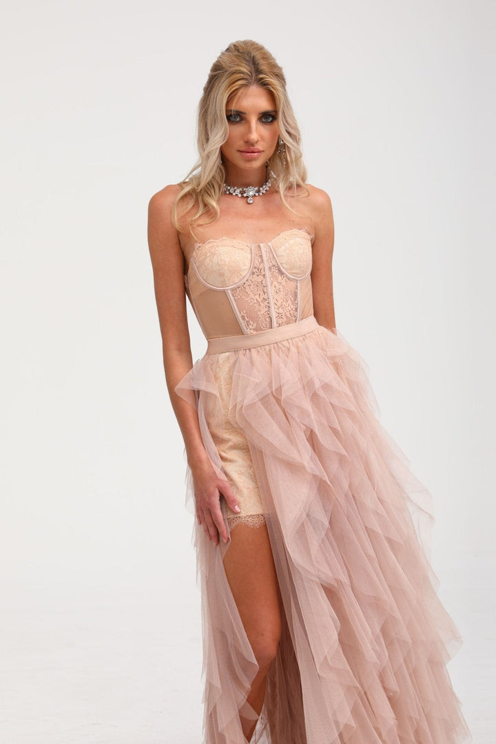 Levoire | Robe Maxi En Maille Bustier Rose