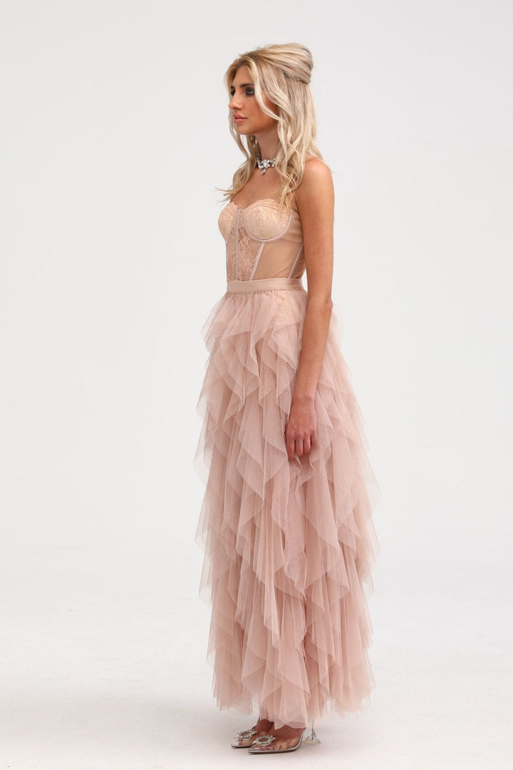 Levoire | Robe Maxi En Maille Bustier Rose