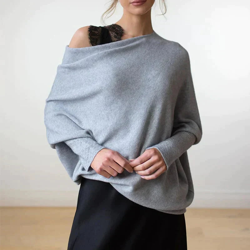 Levoire | Pull Asymétrique Moderne Avec Encolure Bateau Pour Femmes Gris Taille unique